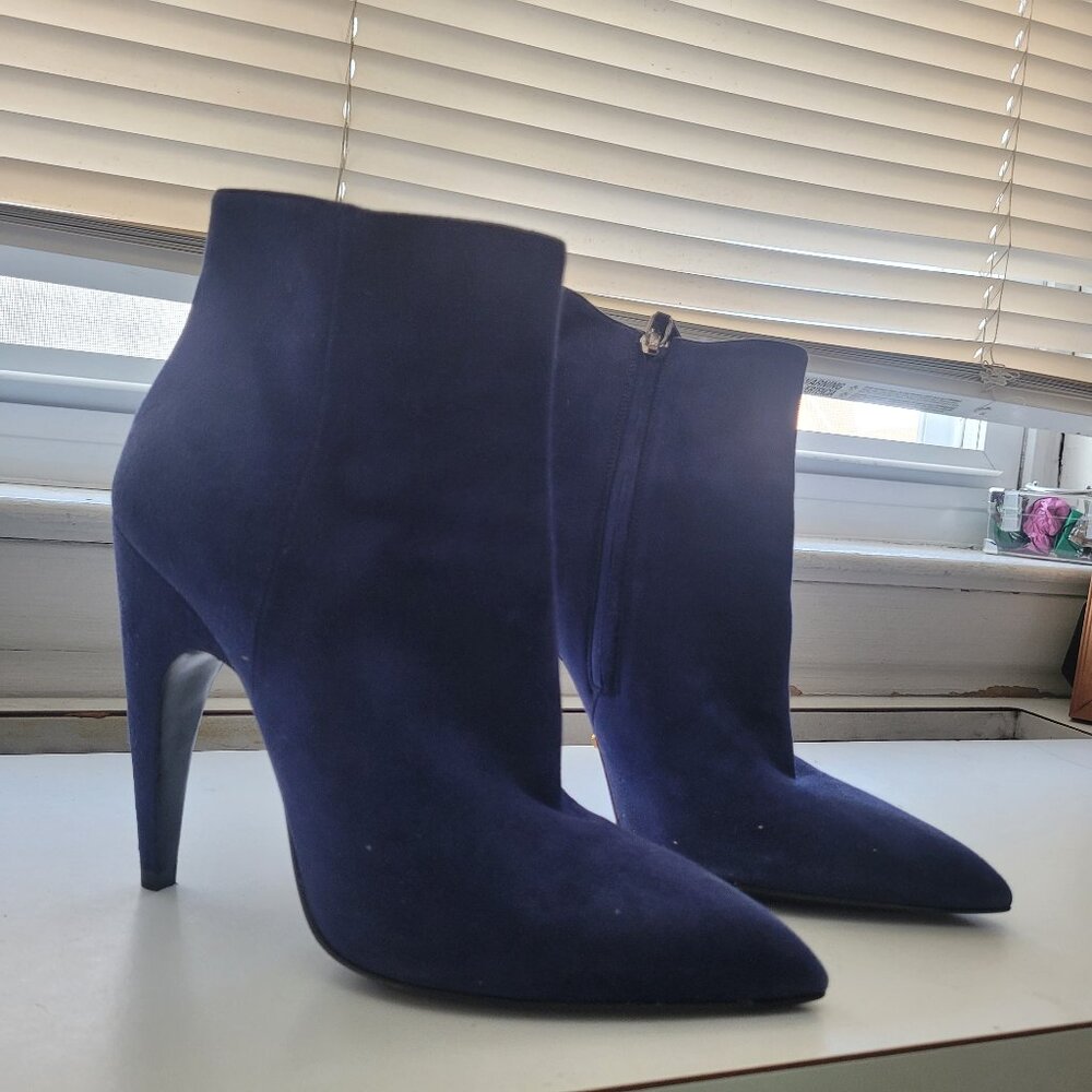 Prada blue suede ankle bootie